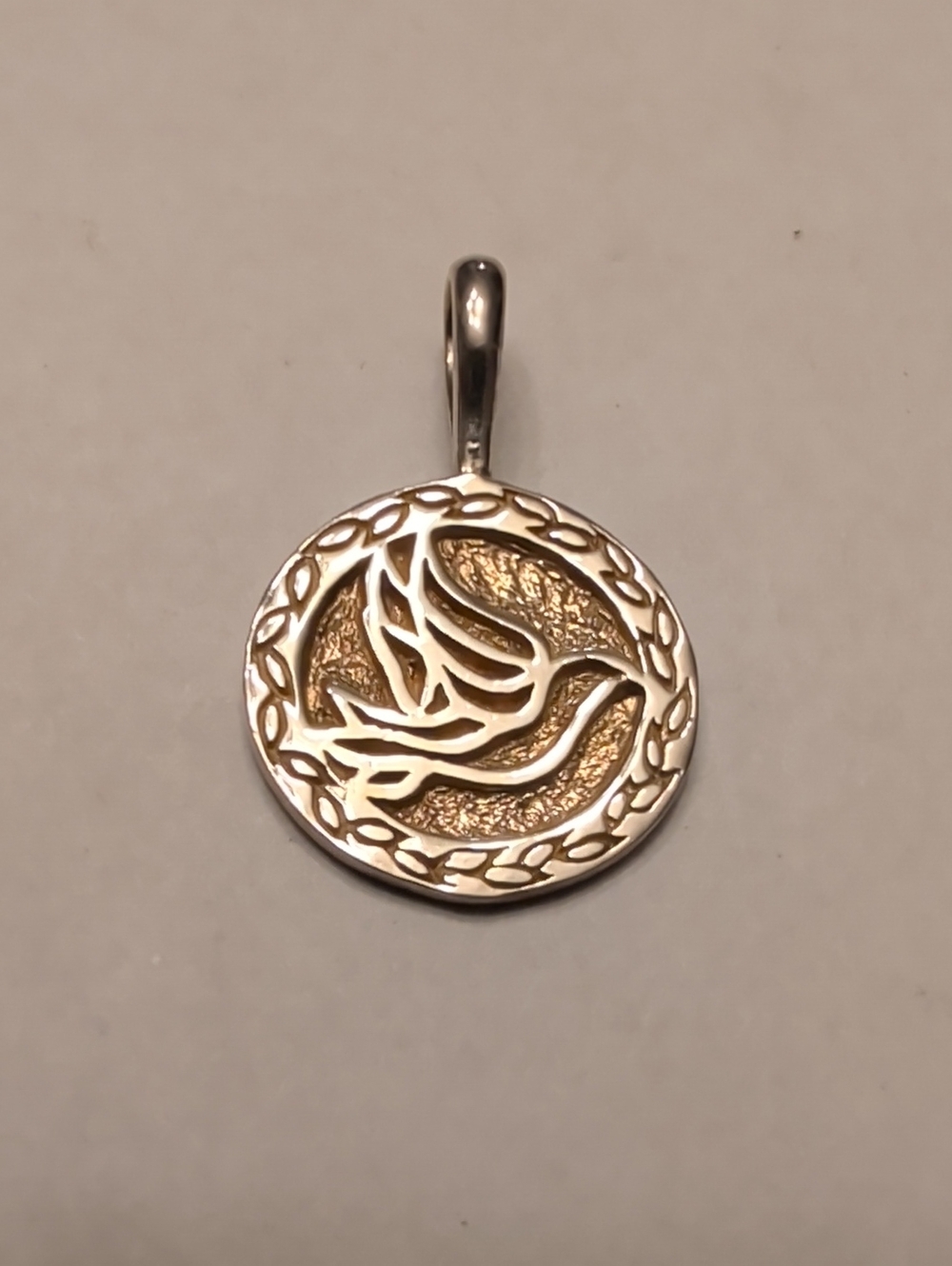 Sterling Silver Dove Pendant with Gold Tone Accent - Women Jewelry